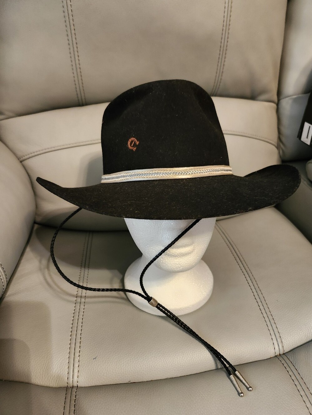 Charlie Horse Black Fedora Hat with Chin Cord